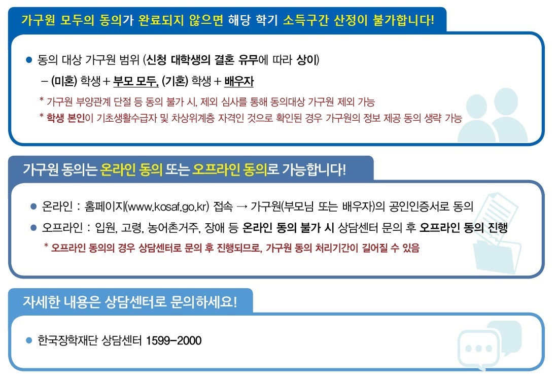 2018-2 국가장학금 신청자 가구원 미동의자 동의처리 기한 안내