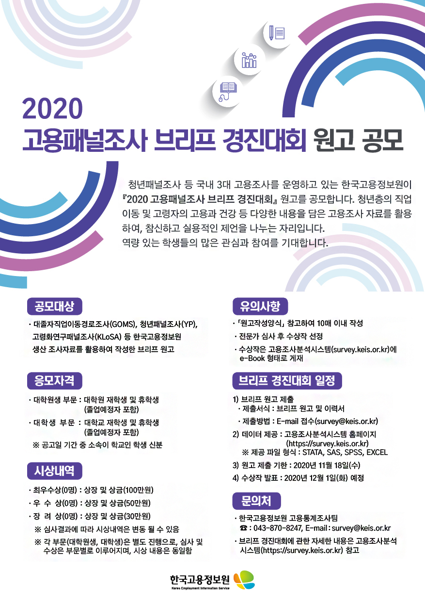 [경진대회] 한국고용정보원 2020 고용패널조사 브리프 경진대회 원고 공모 개최 안내