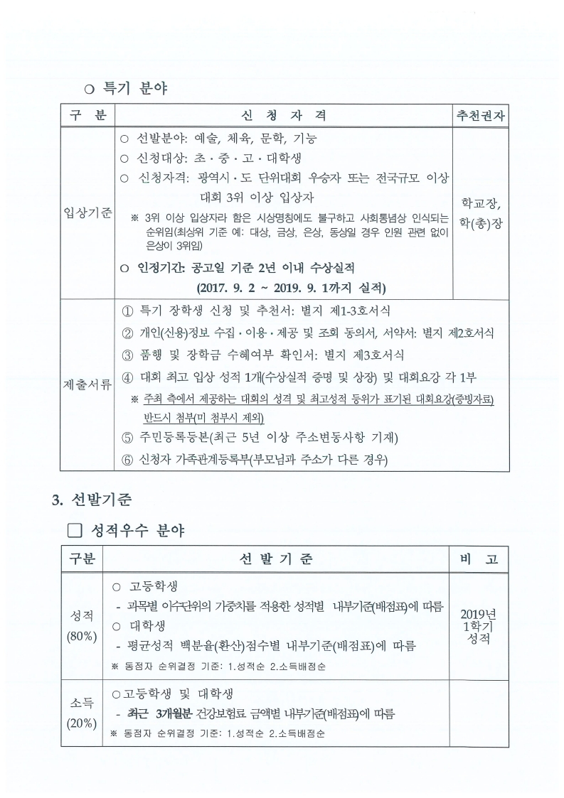 2019-2 (재)달서인재육성장학재단 장학생 선발계획 공고