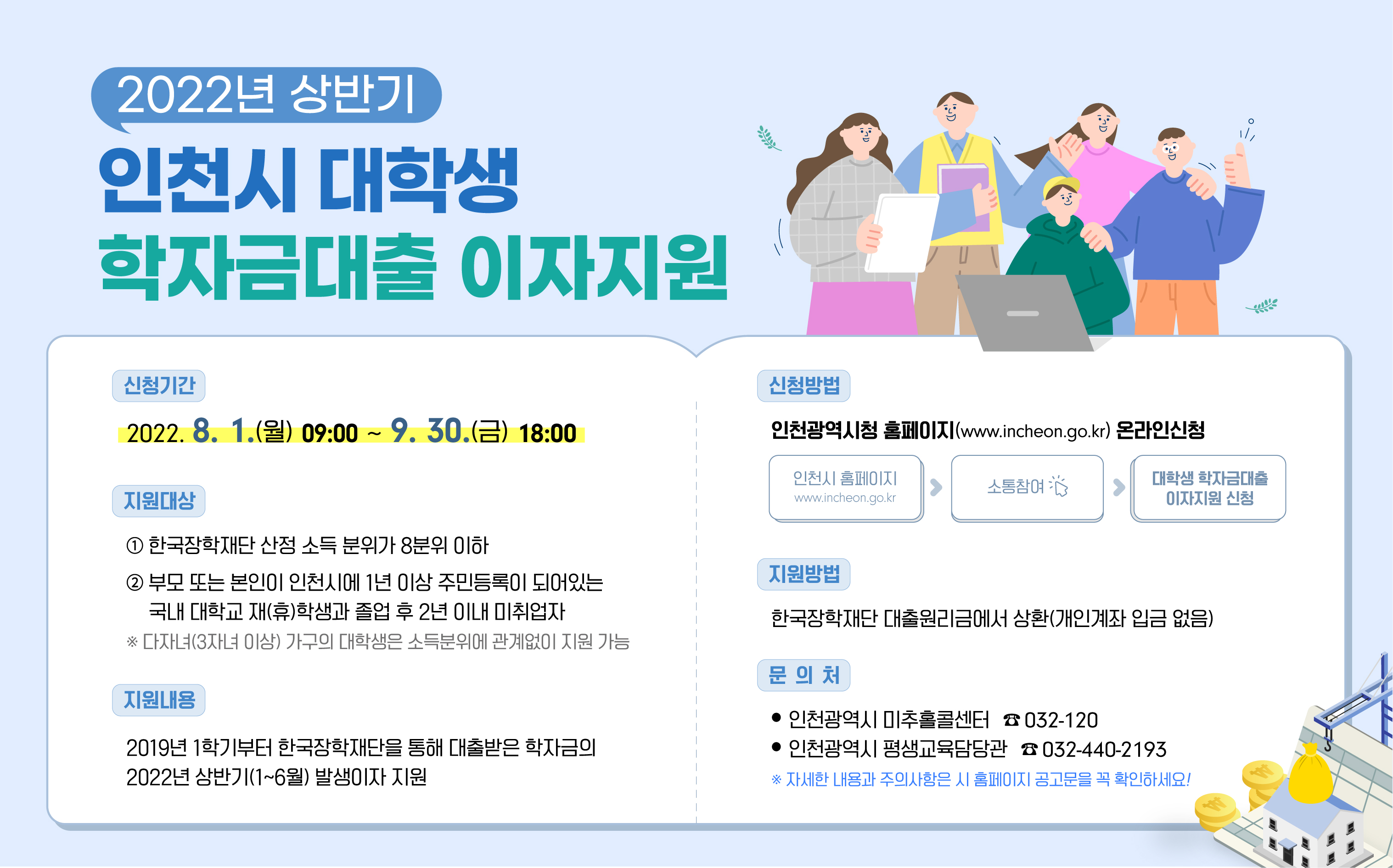 2022년 상반기 인천시 대학생 학자금대출 이자 지원 안내