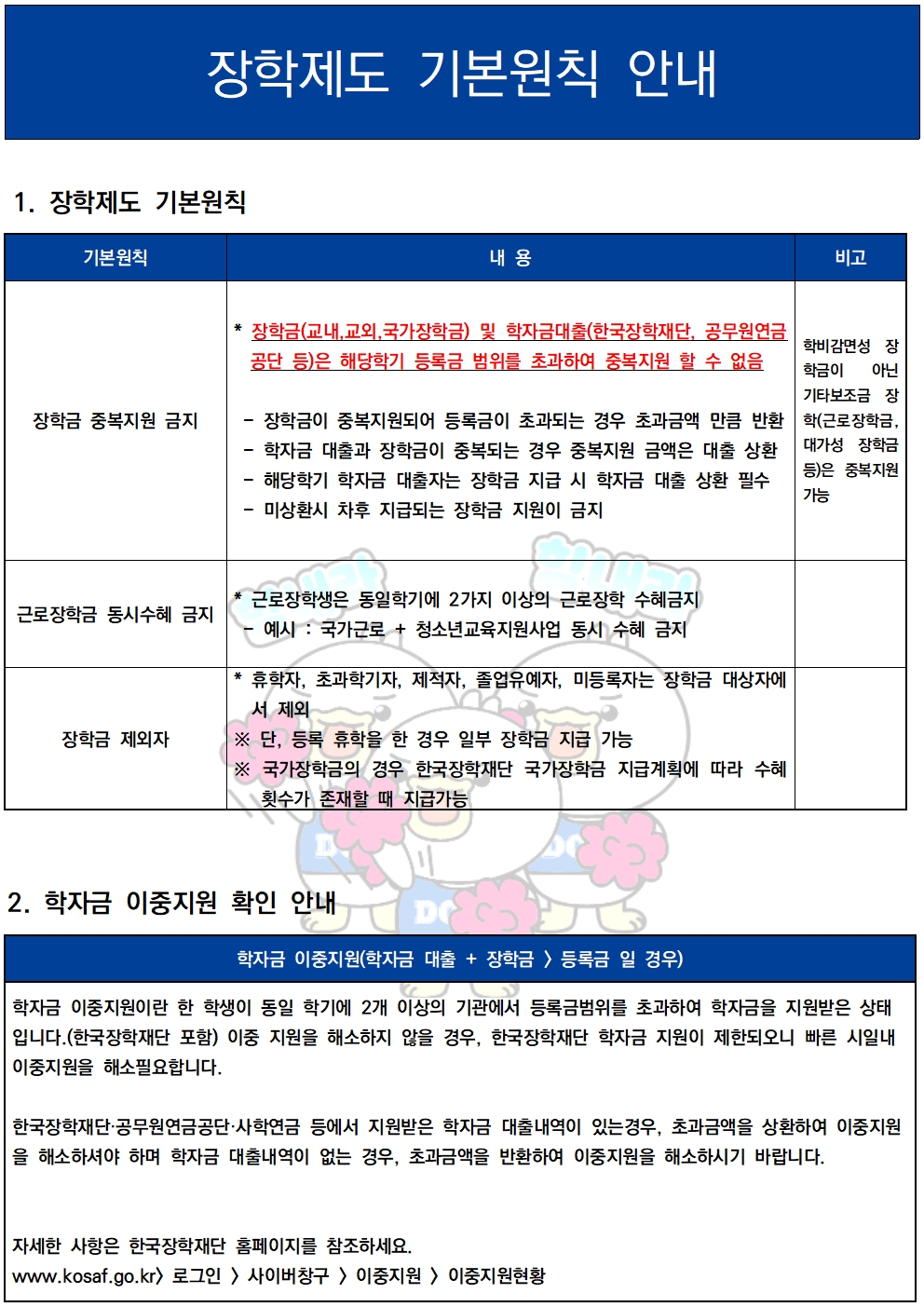 장학제도 기본원칙 안내