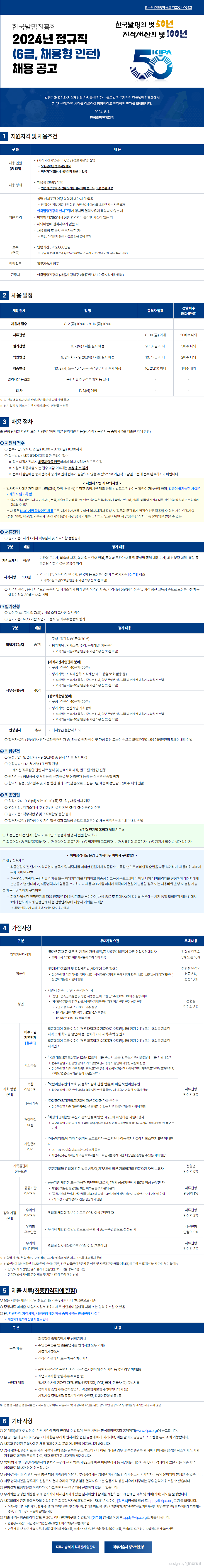 한국발명진흥회 정규직 채용(~8/16)